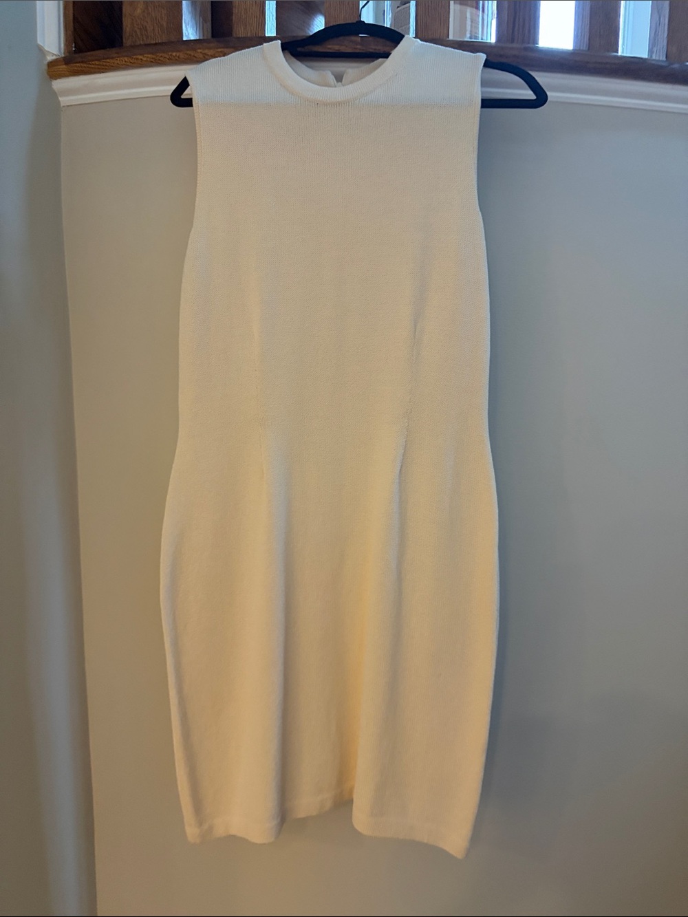 St. John Sleeveless Cream Midi Knit Dress
